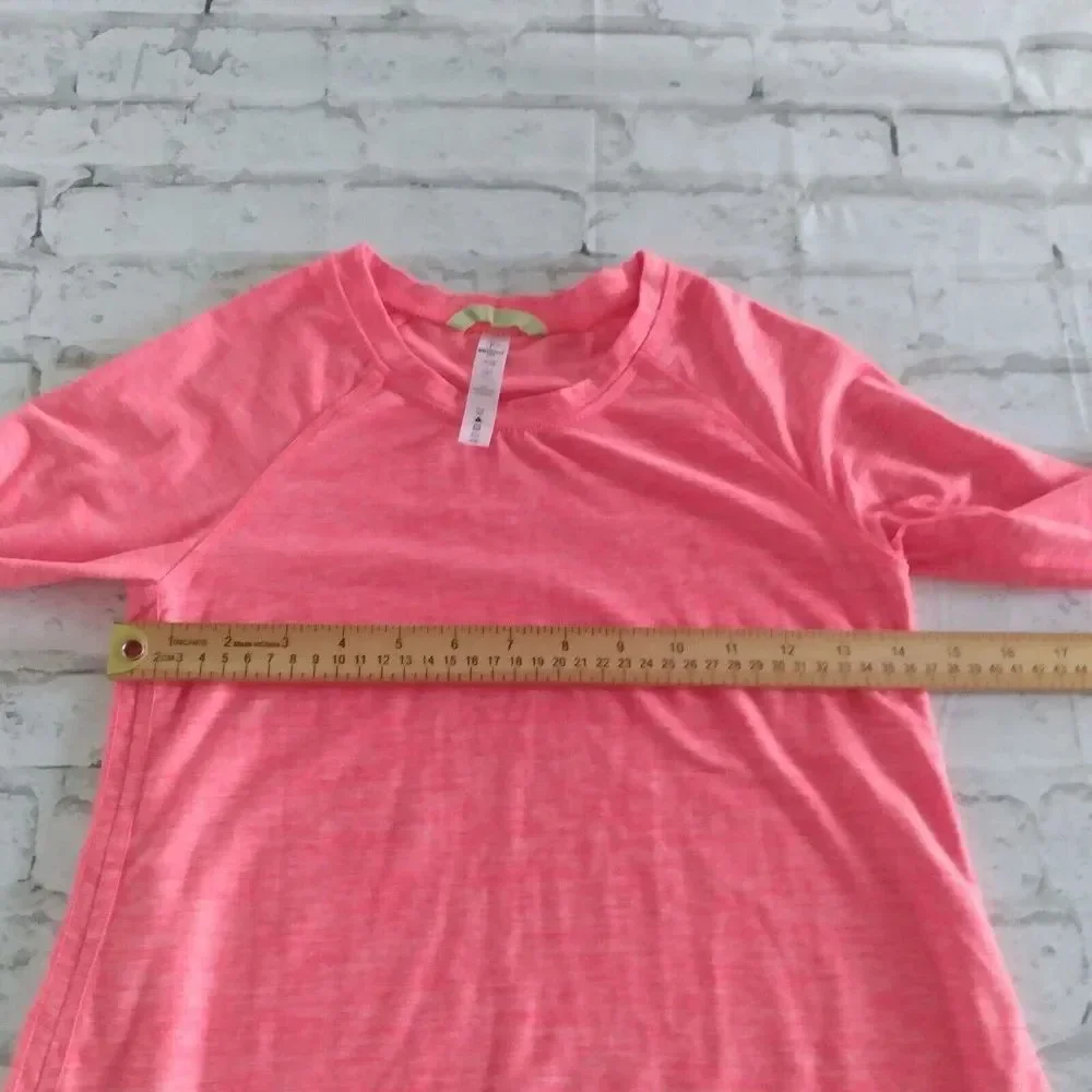 90 Degree by Reflex Top Girls M 10 Heathered Pink Neon Buttery Soft Thumb Holes